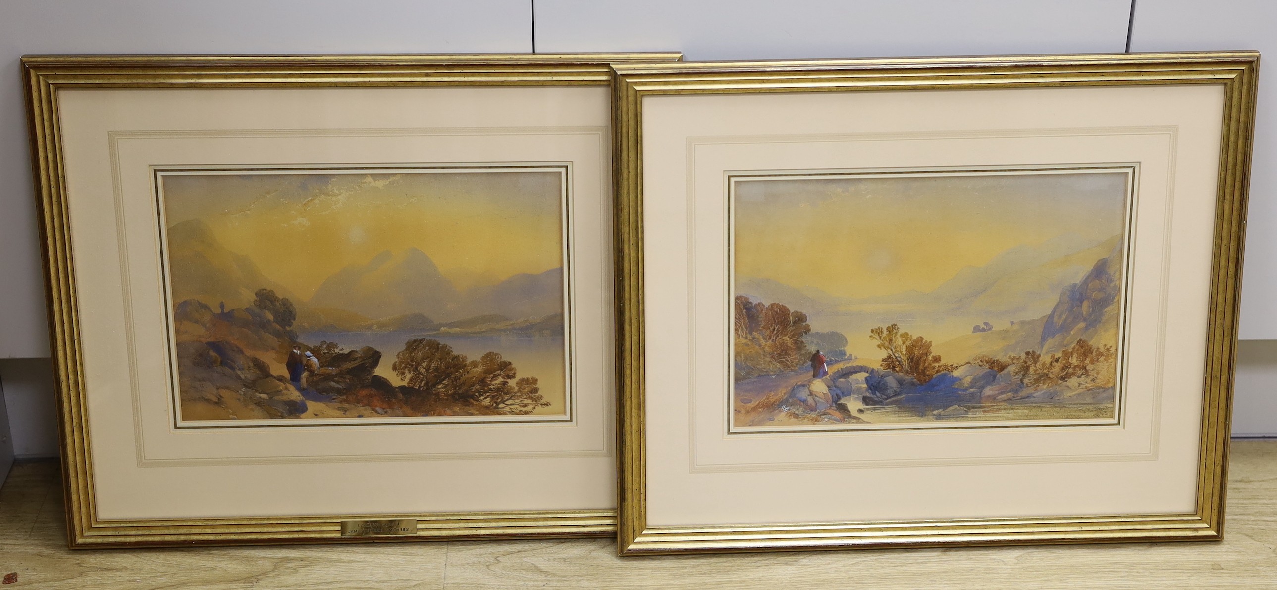 James Burrell Smith (1822-1897), pair of watercolours, Lakeland scenes, signed and dated 1833 / 1831, 22 x 33cm